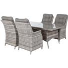 Riviera 4 Dining Chairs & Rectangular Dining Table in Grey - Riviera - Rattan Direct
