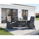 4 Rattan Garden Dining Chairs & Square Dining Table in Grey - Riviera - Rattan Direct