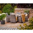 8 Seater Rattan Garden Dining Set With Large Round Table in Grey With Fire Pit - Riviera - Rattan Di