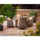 4 Seat Rattan Garden Dining Set With Square Table in Grey With Ice Bucket - Riviera - Rattan Direct