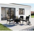4 Rattan Garden Chairs & Small Round Dining Table Set in Black & White - Roma - Rattan Direct