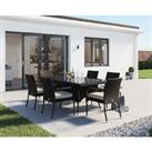 6 Seat Rattan Garden Dining Set With Rectangular Dining Table in Black & White - Roma - Rattan D