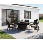 6 Rattan Garden Chairs, Large Round Dining Table & Lazy Susan Set in Brown - Roma - Rattan Direc