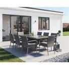 8 Seat Rattan Garden Dining Set With Rectangular Dining Table in Grey - Roma - Rattan Direct