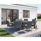 8 Seat Rattan Garden Dining Set With Large Round Dining Table in Grey - Roma - Rattan Direct