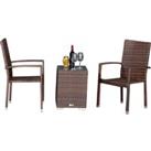 Rio Armed Stacking Rattan Garden Bistro Square Set in Brown - Rattan Direct