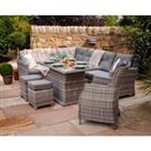 Rattan Garden Corner Dining Set with Dining Chair in Grey - with Height Adjustable Table - Sorrento 