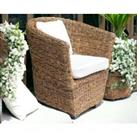 Abaca Indoor Tub Chair with Dark Colonial Feet - Rattan Direct