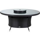 Large Round Rattan Garden Dining Table with Lazy Susan in Black - Rattan Direct