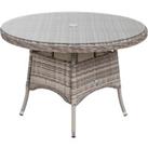 Rattan Garden Small Round Dining Table in Grey With Glass Top - Rattan Direct