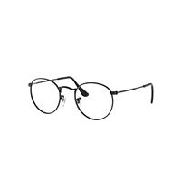 Ray-Ban Eyeglasses Unisex Round Metal Optics - Black Frame Clear Lenses 53-21