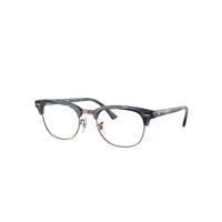 Ray-Ban Eyeglasses Unisex Clubmaster Optics - Striped Blue Frame Clear Lenses Polarized 51-21