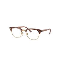 Ray-Ban Eyeglasses Unisex Clubmaster Optics - Striped Brown Frame Clear Lenses Polarized 51-21