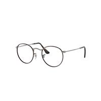 Ray-Ban Eyeglasses Unisex Round Metal Optics - Gunmetal Frame Clear Lenses 53-21