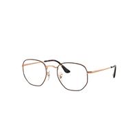 Ray-Ban Eyeglasses Unisex Hexagonal Optics - Havana On Rose Gold Frame Clear Lenses Polarized 51-21