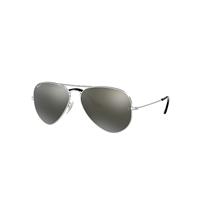 Ray-Ban Sunglasses Unisex Aviator Mirror - Silver Frame Grey Lenses Polarized 58-14