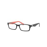 Ray-Ban Eyeglasses Unisex Rb5206 Optics - Black On Red Frame Clear Lenses 52-18