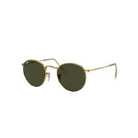 Ray-Ban Sunglasses Man Round Metal - Arista Gold Frame Green Lenses 47-21