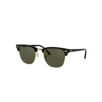 Ray-Ban Sunglasses Unisex Clubmaster Classic - Black On Gold Frame Green Lenses 49-21