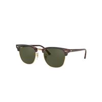 Ray-Ban Sunglasses Unisex Clubmaster Classic - Tortoise On Gold Frame Green Lenses 49-21