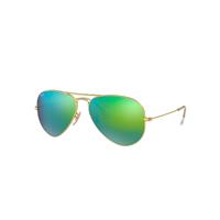 Ray-Ban Sunglasses Unisex Aviator Flash Lenses - Gold Frame Green Lenses 62-14