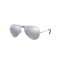 Ray-Ban Sunglasses Unisex Aviator Mirror - Silver Frame Grey Lenses Polarized 58-14