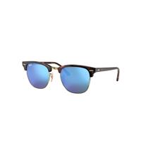 Ray-Ban Sunglasses Unisex Clubmaster Flash Lenses - Havana On Gold Frame Blue Lenses 49-21