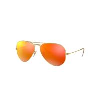 Ray-Ban Sunglasses Unisex Aviator Flash Lenses - Gold Frame Orange Lenses Polarized 58-14