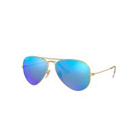 Ray-Ban Sunglasses Unisex Aviator Flash Lenses - Gold Frame Blue Lenses Polarized 58-14
