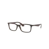 Ray-Ban Eyeglasses Unisex Rb7047 Optics - Brown Frame Clear Lenses Polarized 54-17