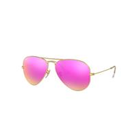 Ray-Ban Sunglasses Unisex Aviator Flash Lenses - Gold Frame Pink Lenses Polarized 58-14
