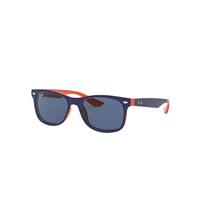 Ray-Ban Sunglasses Children New Wayfarer Kids - Blue On Orange Frame Blue Lenses 48-16