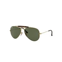 Ray-Ban Sunglasses Unisex Outdoorsman Havana Collection - Arista Gold Frame Green Lenses 62-14