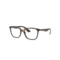 Ray-Ban Eyeglasses Unisex Rb7066 Optics - Dark Brown Frame Clear Lenses Polarized 52-17