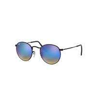 Ray-Ban Sunglasses Man Round Flash Lenses Gradient - Black Frame Blue Lenses 50-21