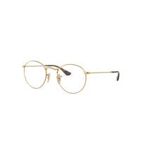Ray-Ban Eyeglasses Unisex Round Metal Optics - Arista Gold Frame Clear Lenses 47-21