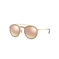 Ray-Ban Sunglasses Unisex Round Double Bridge - Gold Frame Brown Lenses 51-22