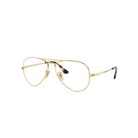 Ray-Ban Eyeglasses Unisex Aviator Optics - Arista Gold Frame Clear Lenses 55-14