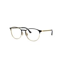 Ray-Ban Eyeglasses Unisex Rb6375 Optics - Black On Gold Frame Clear Lenses Polarized 53-18