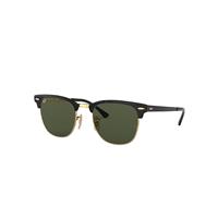 Ray-Ban Sunglasses Unisex Clubmaster Metal - Black On Gold Frame Green Lenses 51-21