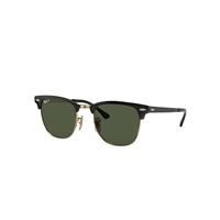 Ray-Ban Sunglasses Unisex Clubmaster Metal - Black On Gold Frame Green Lenses Polarized 51-21