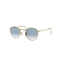 Ray-Ban Sunglasses Man Round Flat Lenses - Arista Gold Frame Blue Lenses 50-21