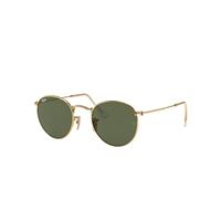 Ray-Ban Sunglasses Man Round Flat Lenses - Arista Gold Frame Green Lenses 53-21