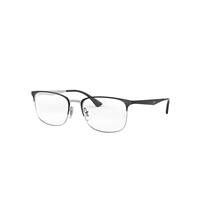 Ray-Ban Eyeglasses Unisex Rb6421 Optics - Black On Silver Frame Clear Lenses Polarized 52-18
