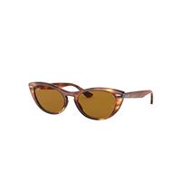 Ray-Ban Sunglasses Woman Nina - Striped Havana Frame Brown Lenses 54-18