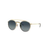 Ray-Ban Sunglasses Unisex Round Double Bridge - Arista Gold Frame Blue Lenses 51-22