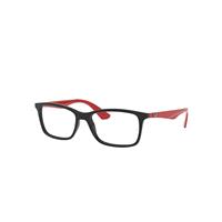 Ray-Ban Eyeglasses Unisex Rb7047 Optics - Red Frame Clear Lenses Polarized 56-17