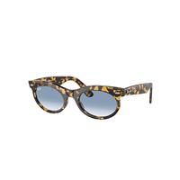 Ray-Ban Sunglasses Unisex Wayfarer Oval - Yellow Havana Frame Blue Lenses 53-22