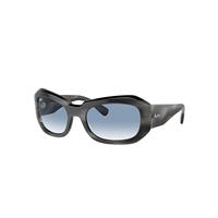 Ray-Ban Sunglasses Unisex Beate - Striped Grey Frame Blue Lenses 56-20
