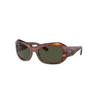 Ray-Ban Sunglasses Unisex Beate - Striped Havana Frame Green Lenses 56-20